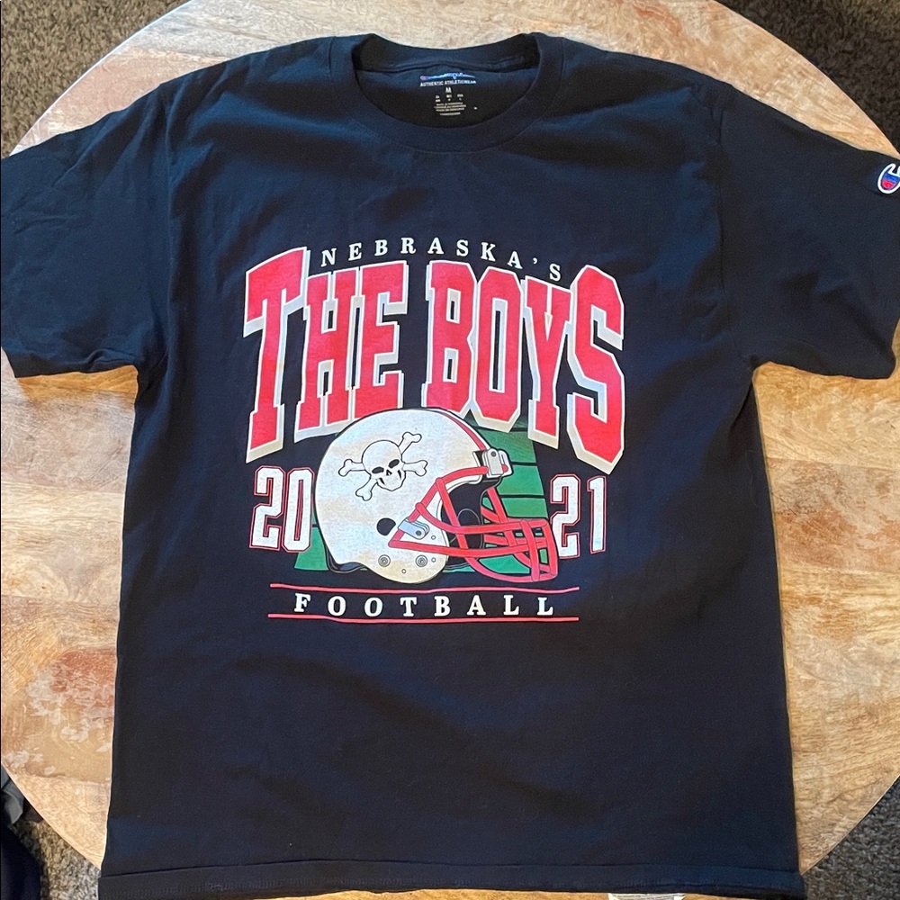 Champion Black Nebraska The Boys Football Tee Barstool
